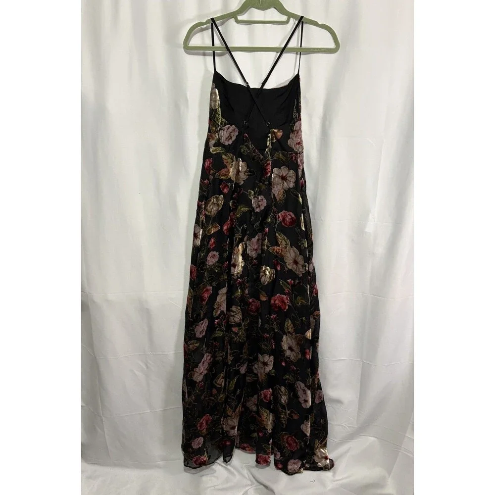 Olia Adjustable Strap Velvet Floral Burnout Whimsigoth Fairy Maxi Dress Size M - Picture 9 of 14